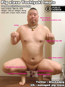 Pig slave Yoshiyuki Imoto full naked exposed