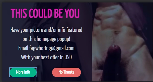 Get your fagface on the homepage popup!