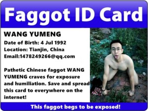 Asian Chiense faggot Wang Yumeng exposed