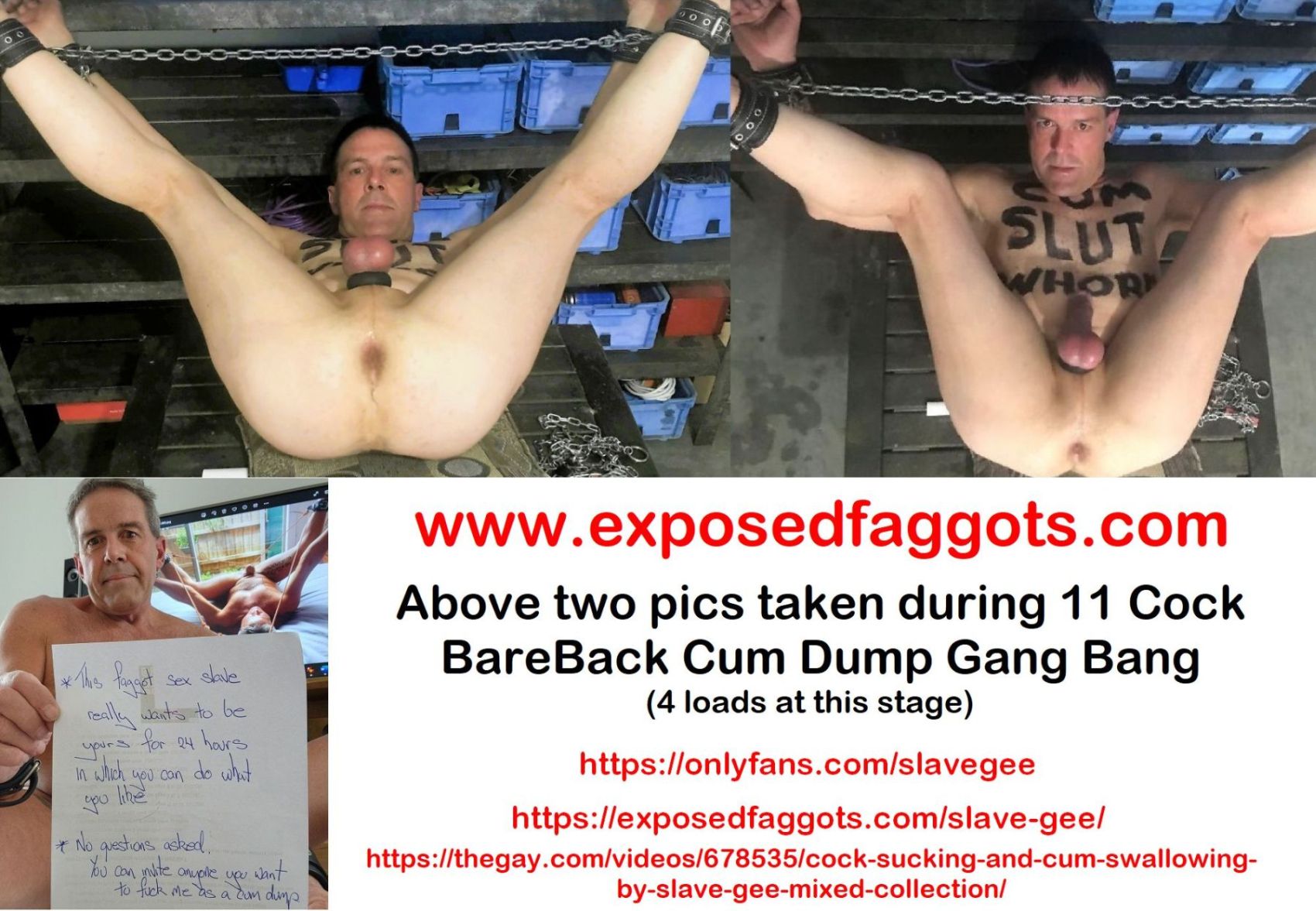 Links to Pornsites showing faggot slave gee â€“ Exposedfaggots.com