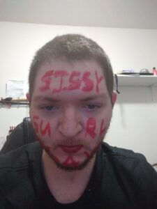 SISSY STEFFIE WITH "SISSY GURL" WRITTEN ON HER FACE!