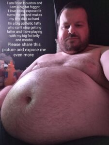 Brian Houston is a big fat faggot who loves getting fat and playing with his big fat belly and moobs