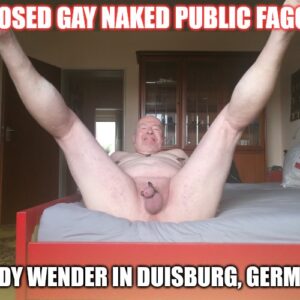 Exposed Gay Naked Public Faggot Hardy Wender in Duisburg Germany