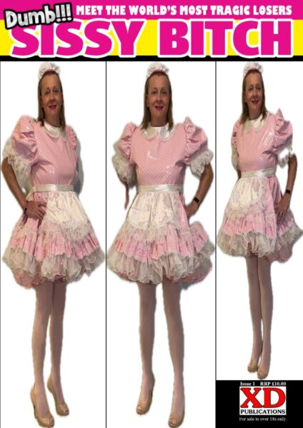 Dumb Sissy Bitch Chrisissy in Pink Polka Dot Latex Sissy Maid Uniform