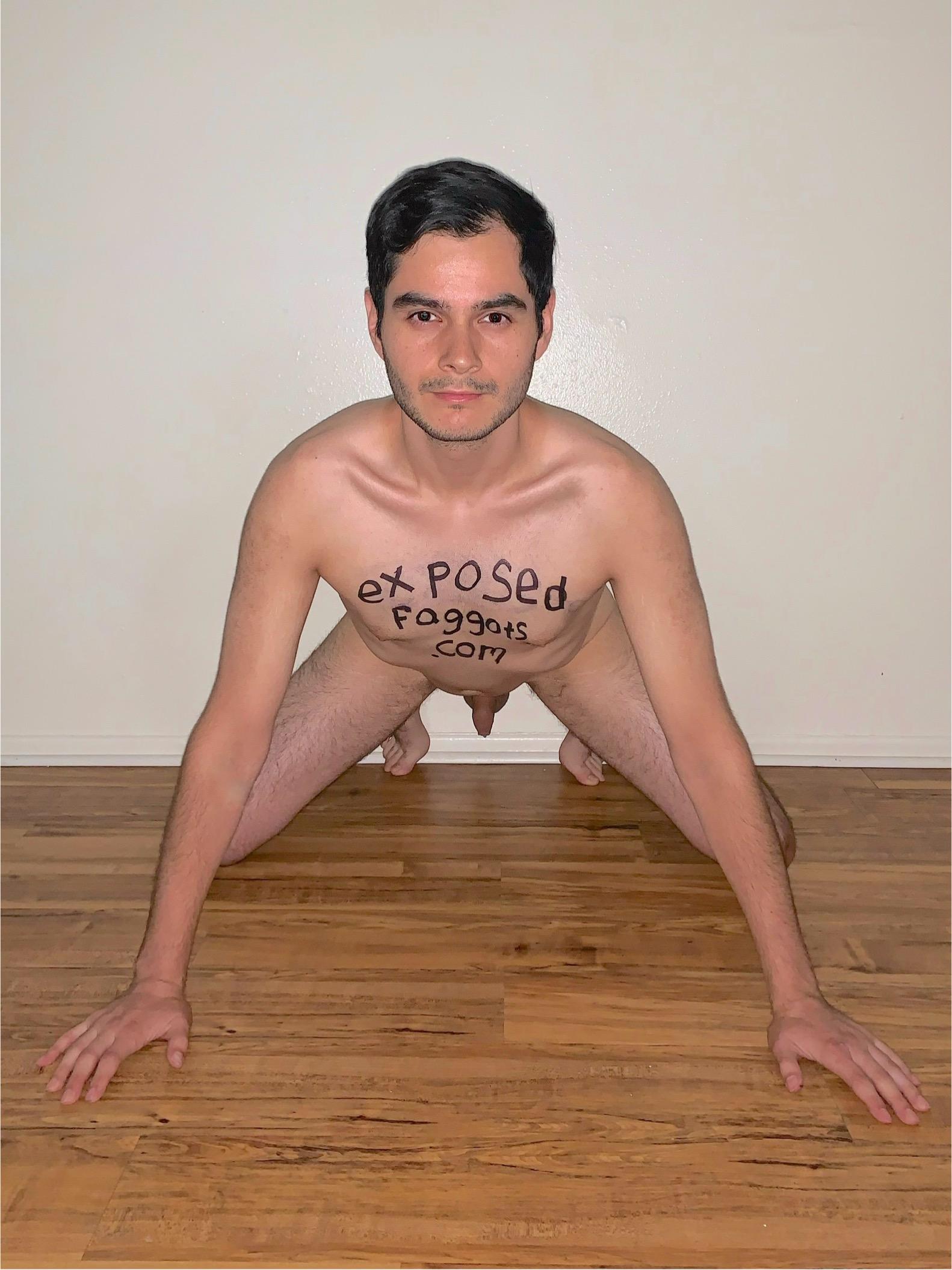 exposedfaggots body writing fag on all fours